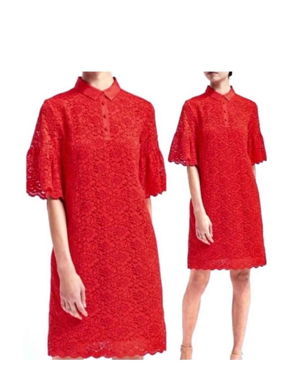 Banana Republic Red Lace Polo Shift Dress